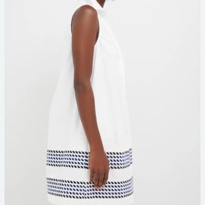 TUCKERNUCK- White High Tide Embroidered Stripe Sleeveless Collier Dress